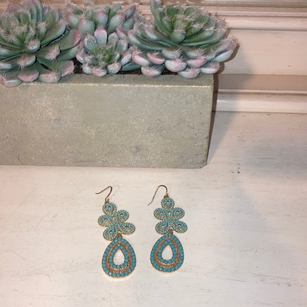 Stella & Dot Teal Statement Earrings